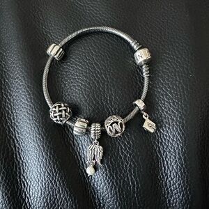 Pandora Silver Charm Bracelet with Angel Wing